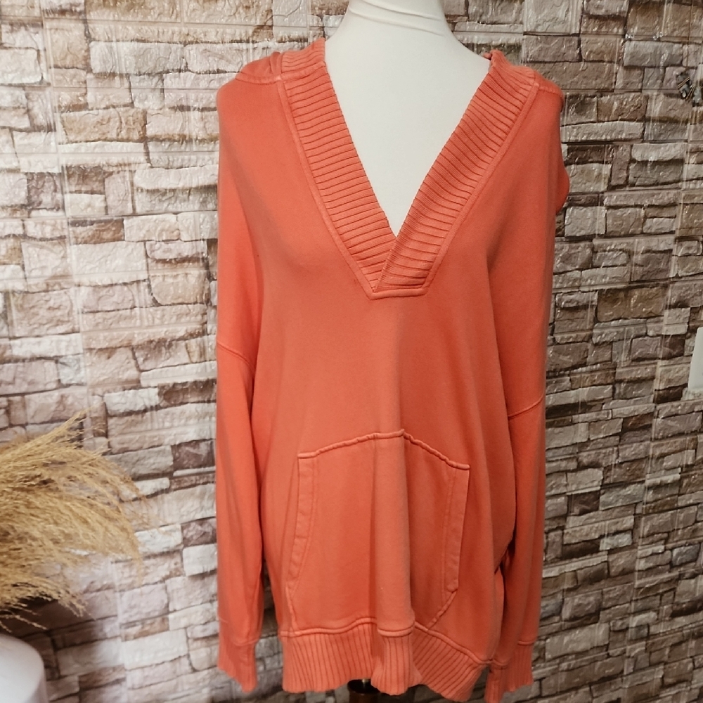 Aerie V-Neck Peach Orange Sweatshirt Hoodie